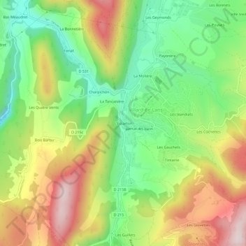 Topografische kaart L'Essarton, hoogte, reliëf