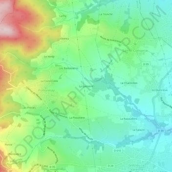 Topografische kaart La Garnière, hoogte, reliëf