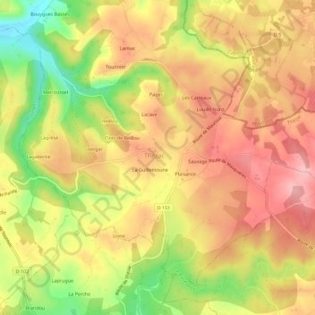 Topografische kaart Clau de Lagleyse, hoogte, reliëf