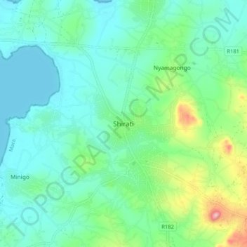 Topografische kaart Shirati, hoogte, reliëf