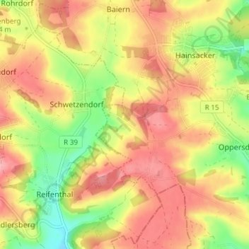 Topografische kaart Altenried, hoogte, reliëf