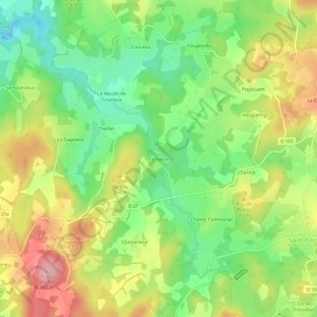 Topografische kaart La Gorce, hoogte, reliëf
