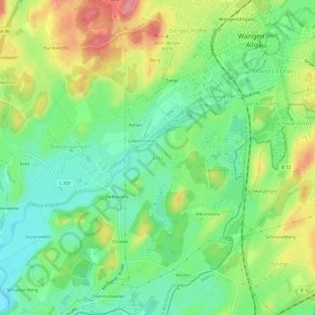 Topografische kaart Elitz, hoogte, reliëf