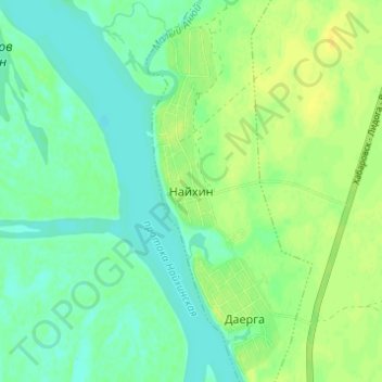 Topografische kaart Naykhin, hoogte, reliëf