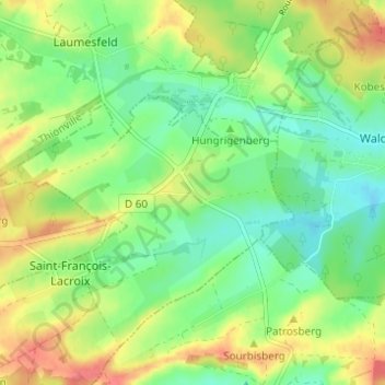 Topografische kaart Lacroix, hoogte, reliëf