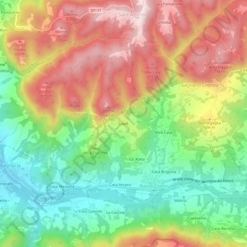 Topografische kaart Livelli, hoogte, reliëf