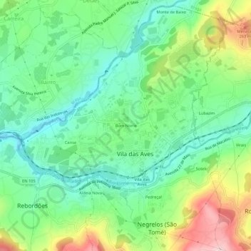 Topografische kaart Bom Nome, hoogte, reliëf