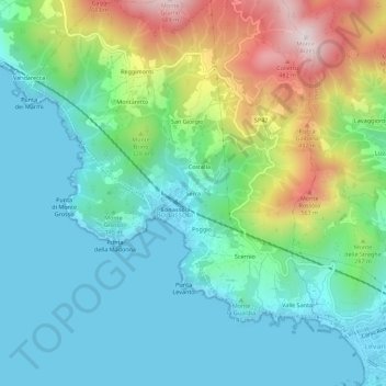 Topografische kaart Serra, hoogte, reliëf