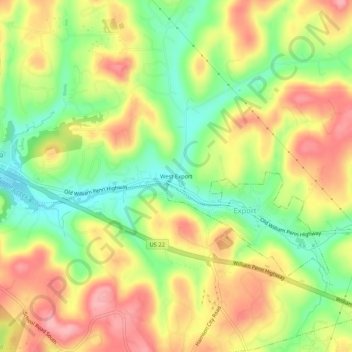 Topografische kaart West Export, hoogte, reliëf