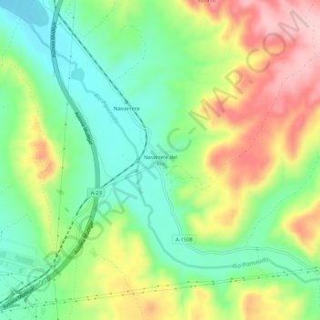 Topografische kaart Navarrete del Río, hoogte, reliëf