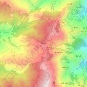 Topografische kaart Nagarkot, hoogte, reliëf