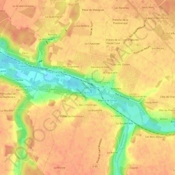 Topografische kaart Les Grands Reguins, hoogte, reliëf