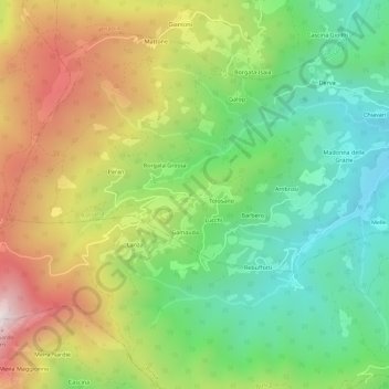 Topografische kaart Lemma, hoogte, reliëf