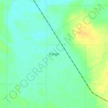 Topografische kaart Ensign, hoogte, reliëf