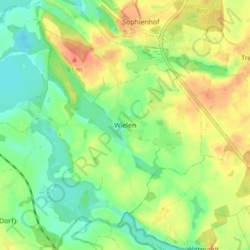 Topografische kaart Wielen, hoogte, reliëf
