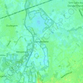Topografische kaart Denderbelle, hoogte, reliëf
