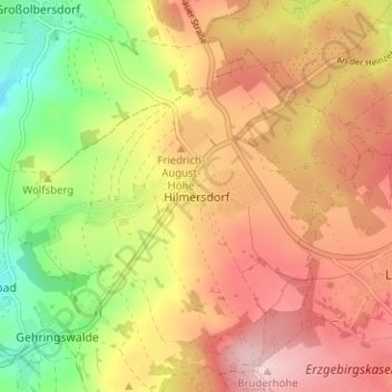 Topografische kaart Hilmersdorf, hoogte, reliëf
