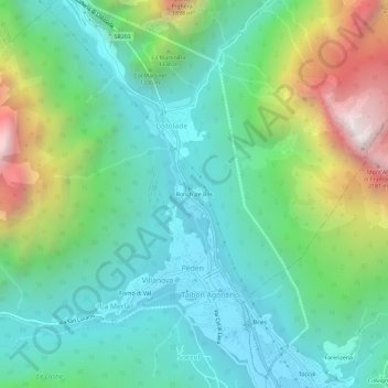 Topografische kaart Ronch de Bós, hoogte, reliëf