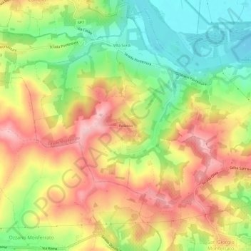 Topografische kaart Rolasco, hoogte, reliëf