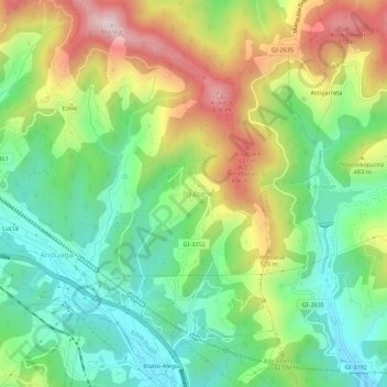 Topografische kaart Ichaso, hoogte, reliëf