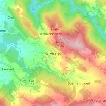 Topografische kaart Kaikenried, hoogte, reliëf