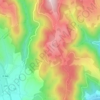 Topografische kaart Rabiat, hoogte, reliëf