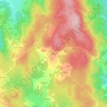 Topografische kaart La Garde, hoogte, reliëf