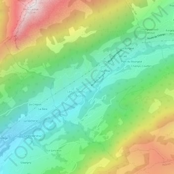 Topografische kaart Carrouge, hoogte, reliëf