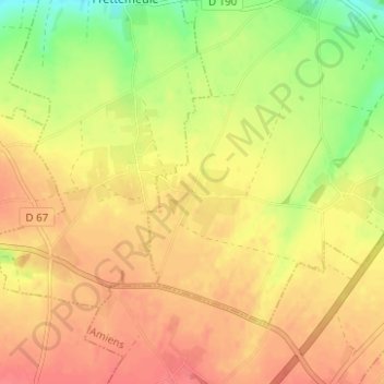 Topografische kaart Wiammeville, hoogte, reliëf