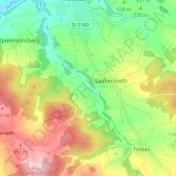 Topografische kaart Niederland, hoogte, reliëf