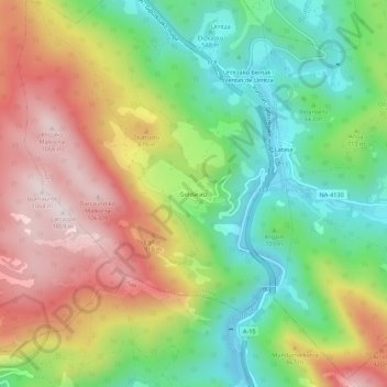 Topografische kaart Goldáraz, hoogte, reliëf