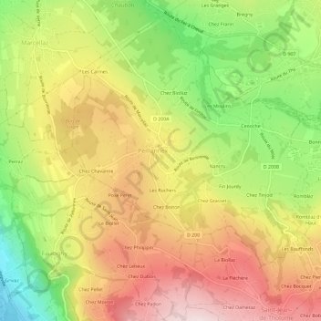 Topografische kaart Résidence du Panloup, hoogte, reliëf