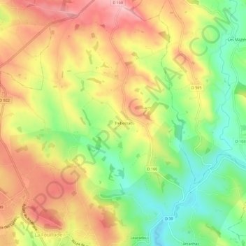 Topografische kaart Trébessac, hoogte, reliëf