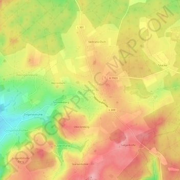 Topografische kaart Seibranz, hoogte, reliëf