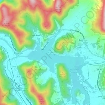 Topografische kaart Piediluco, hoogte, reliëf