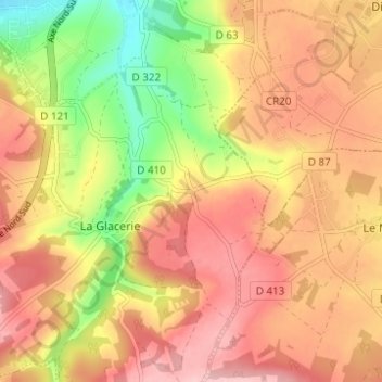 Topografische kaart La Croix Luce, hoogte, reliëf