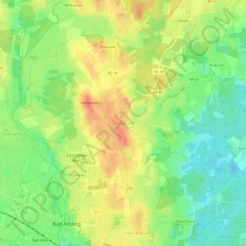 Topografische kaart Ellmosen, hoogte, reliëf