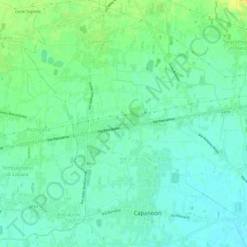 Topografische kaart Lunata, hoogte, reliëf