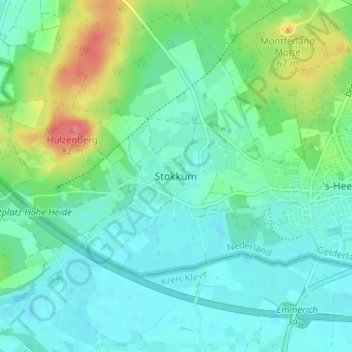 Topografische kaart Stokkum, hoogte, reliëf