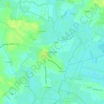 Topografische kaart La Gauvinière, hoogte, reliëf