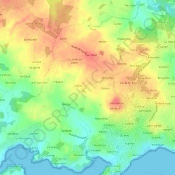 Topografische kaart Langat, hoogte, reliëf