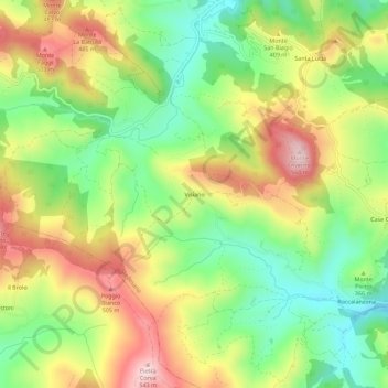 Topografische kaart Visiano, hoogte, reliëf