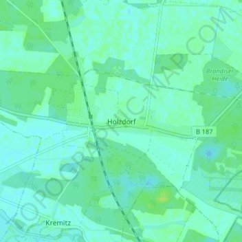 Topografische kaart Holzdorf, hoogte, reliëf