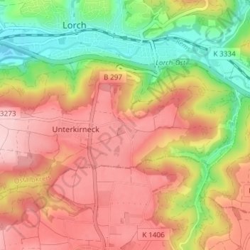 Topografische kaart Oberkirneck, hoogte, reliëf