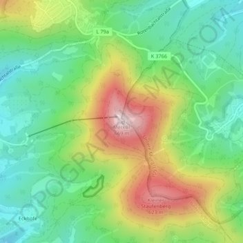 Topografische kaart Merkur, hoogte, reliëf