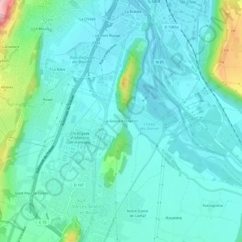 Topografische kaart Le Grand Rochefort, hoogte, reliëf