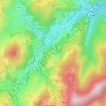 Topografische kaart Les Allagoutes, hoogte, reliëf
