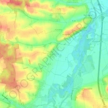 Topografische kaart Appercha, hoogte, reliëf
