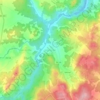 Topografische kaart Vale Longo, hoogte, reliëf