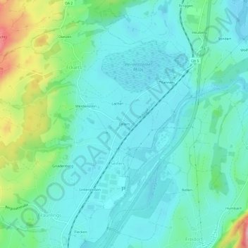 Topografische kaart Zellers, hoogte, reliëf